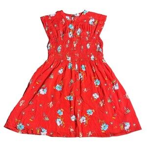 Free People Dress Women’s XS Greatest Day Smocked Button Down Orange Floral Mini